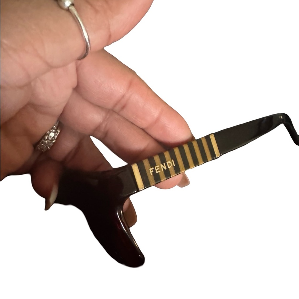 Authentic Fendi Black and Gold Striped Sunglass broken